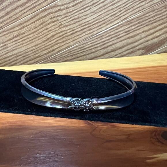 Vintage Handmade Bracelet Silver Tone Made From Rogers Silverware Unique Jewelry - Picture 1 of 8